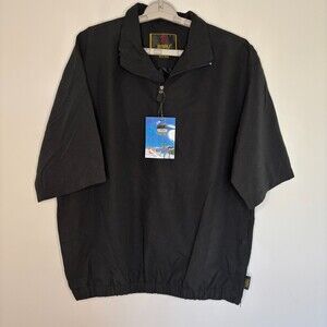 Baru Sports NEW 1/4 Zip Short Sleeve Pullover Wind Shirt Mens L Black Stretch